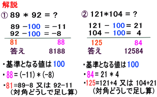 インド式掛け算（基準値100）